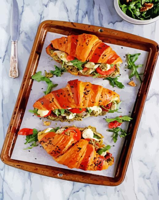 Croissant Sandwich paint by number