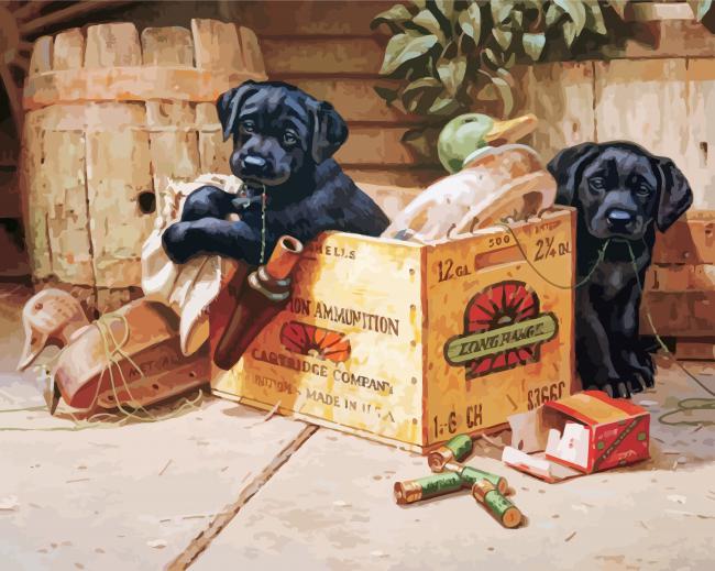 Cute Black Dogs paint by numbers