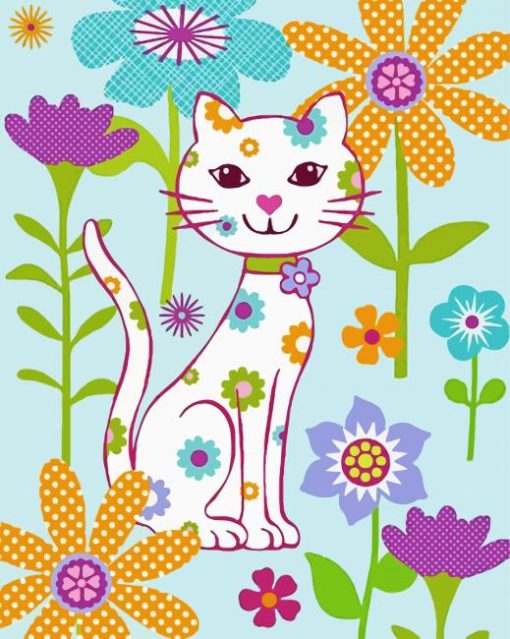 Cute White Cat paint by numbers