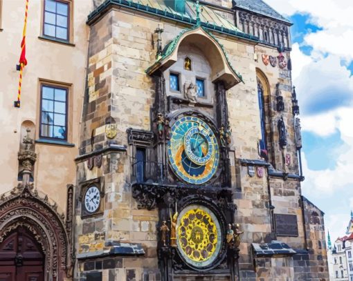 Czech Prague Astronomical Clock paint by numbers