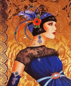 Deco Lady Wearing Blue paint by numbers