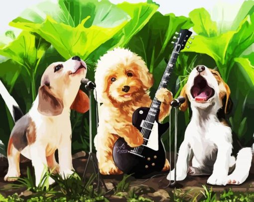 Dog Rock Band paint by numbers