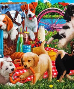 Dogs Picnic paint by number