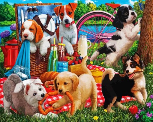 Dogs Picnic paint by number