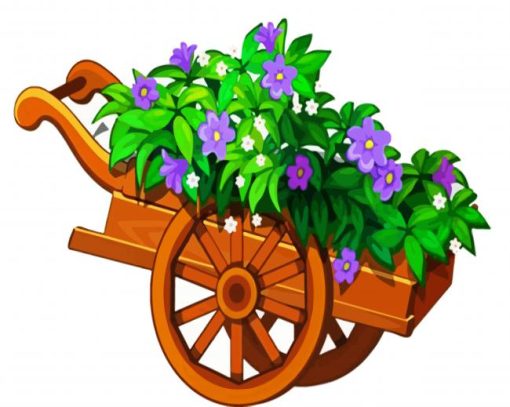 Floral Wheelbarrow paint by numbers