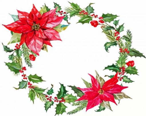 Floral Christmas Wreath paint by number