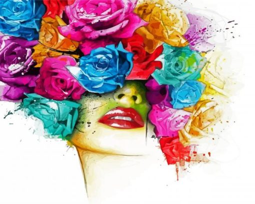 Floral Colorful Lady paint by number