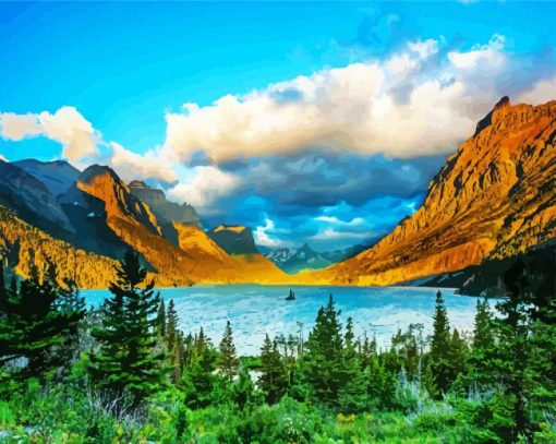 Glacier National Park Landscape paint by number