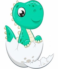 green Cute Dinosaur paint by number