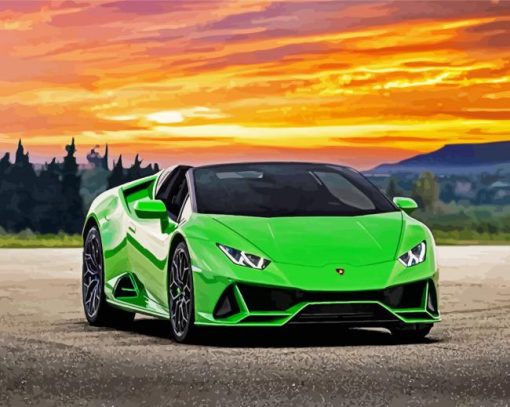 Green Lamborghini Hurucan paint by number