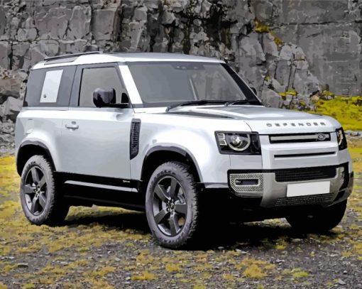 Grey Defender Car paint by numbers