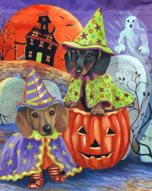 Halloween dogs paint by number