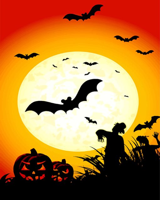 Halloween Silhouette paint by numbers