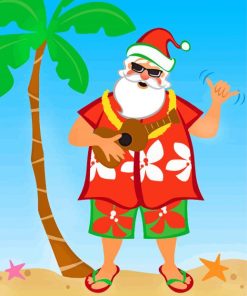 Hawaiian Santa paint by numbers