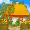 House And Sunflowers paint by number