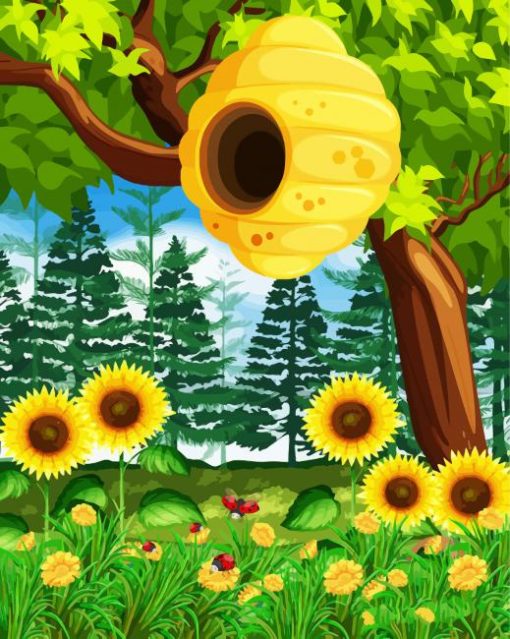 Ladybugs And Sunflowers paint by numbers