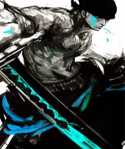 Monochrome Roronoa Zoro paint by numbers