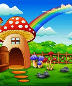 Mushroom House paint by number