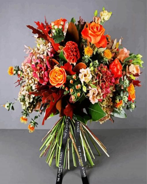 Orange Passion Bouquet paint by number