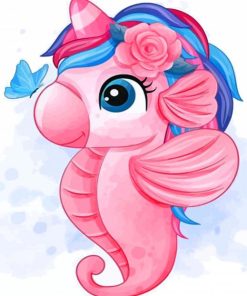 Pink Seahorse paint by number