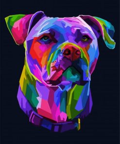 Pitbull Colorful Dog paint by number