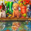 Puppies Water Reflection paint by number