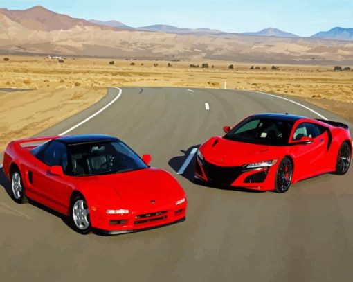 Red Acura NSX paint by numbers