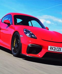 Red Porsche Cayman paint by numbers