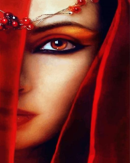 Arabian Lady With Red Eye paint by numbers