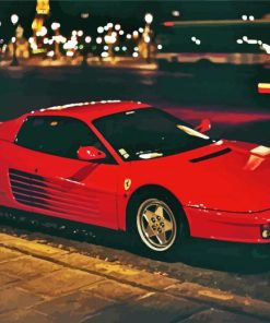 Red Ferrari Testarossa paint by number