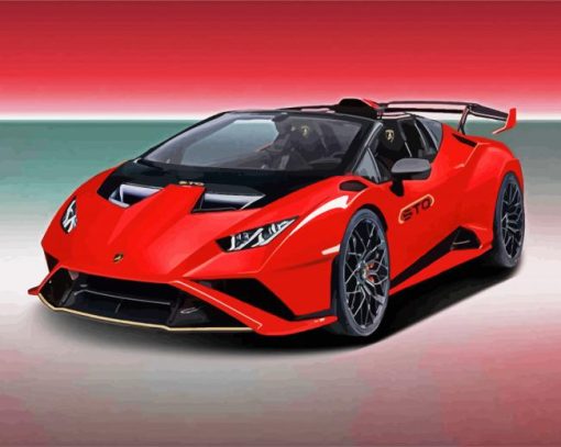 Red Lamborghini Huracan paint by number