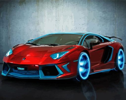 Red Lamborghini paint by numbers