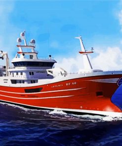 Red Trawler paint by number