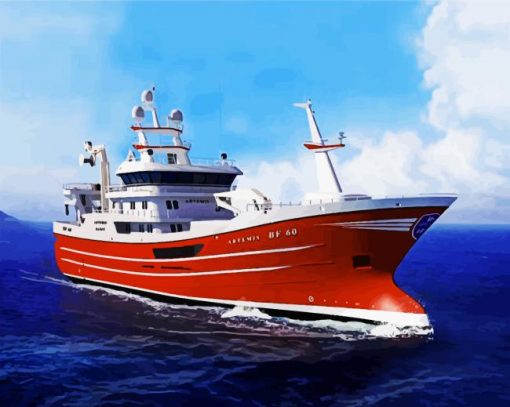 Red Trawler paint by number