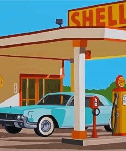 Retro Gas Station paint by number