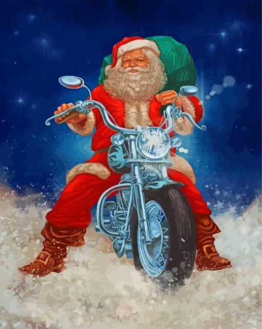 Santa On A Harley paint by numbers