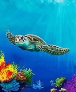 Sea Turtle In The Occean paint by numbers