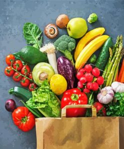 Shopping Bag Full Of Fresh Vegetables And Fruitspaint by numbers