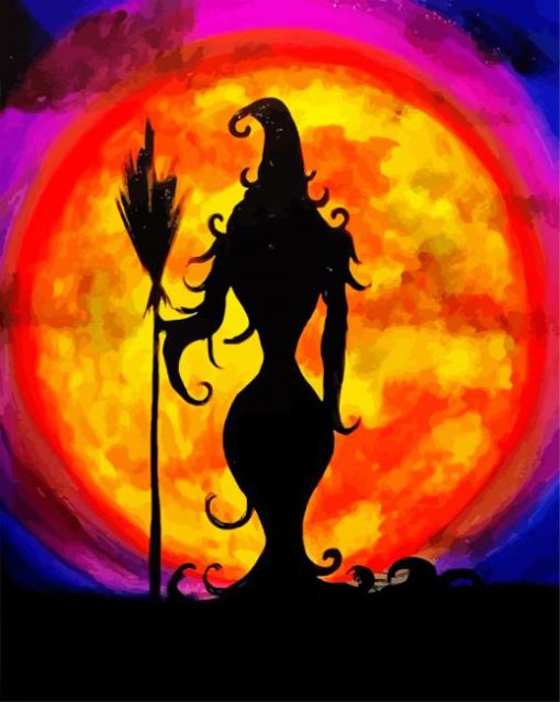 Witch Silhouette paint by numbers