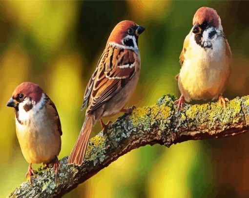 Sparrows Birds paint by number