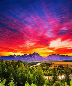 Summer Sunset At Teton paint by number