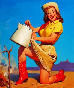 Vintage Western Lady paint by number