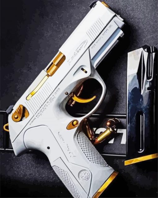 White Gun Weapon paint by number