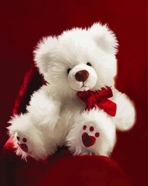 White Teddy Bear paint by numbers