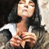 Woman Smoking Cigarette paint by number