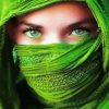 Woman With Green Veil And Eyes paint by number