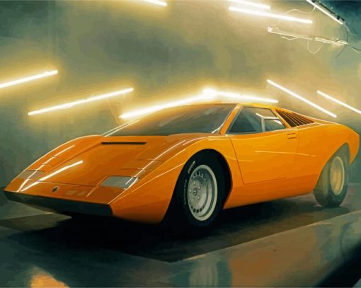 Yellow Lamborghini Countach paint by number