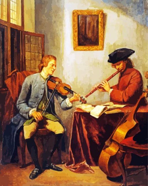 A Violinist And A Flutist paint by number