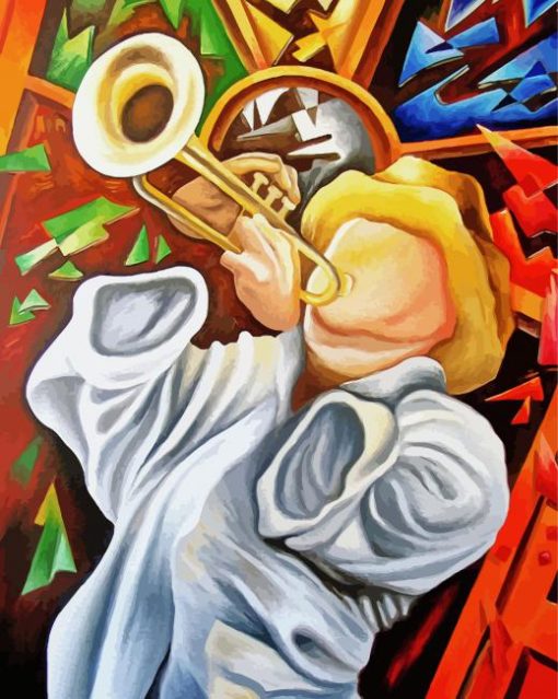 Abstract Trumpet Player paint by numbers