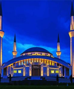 Ahmet Hamdi Akseki Mosque Ankara At Night paint by number